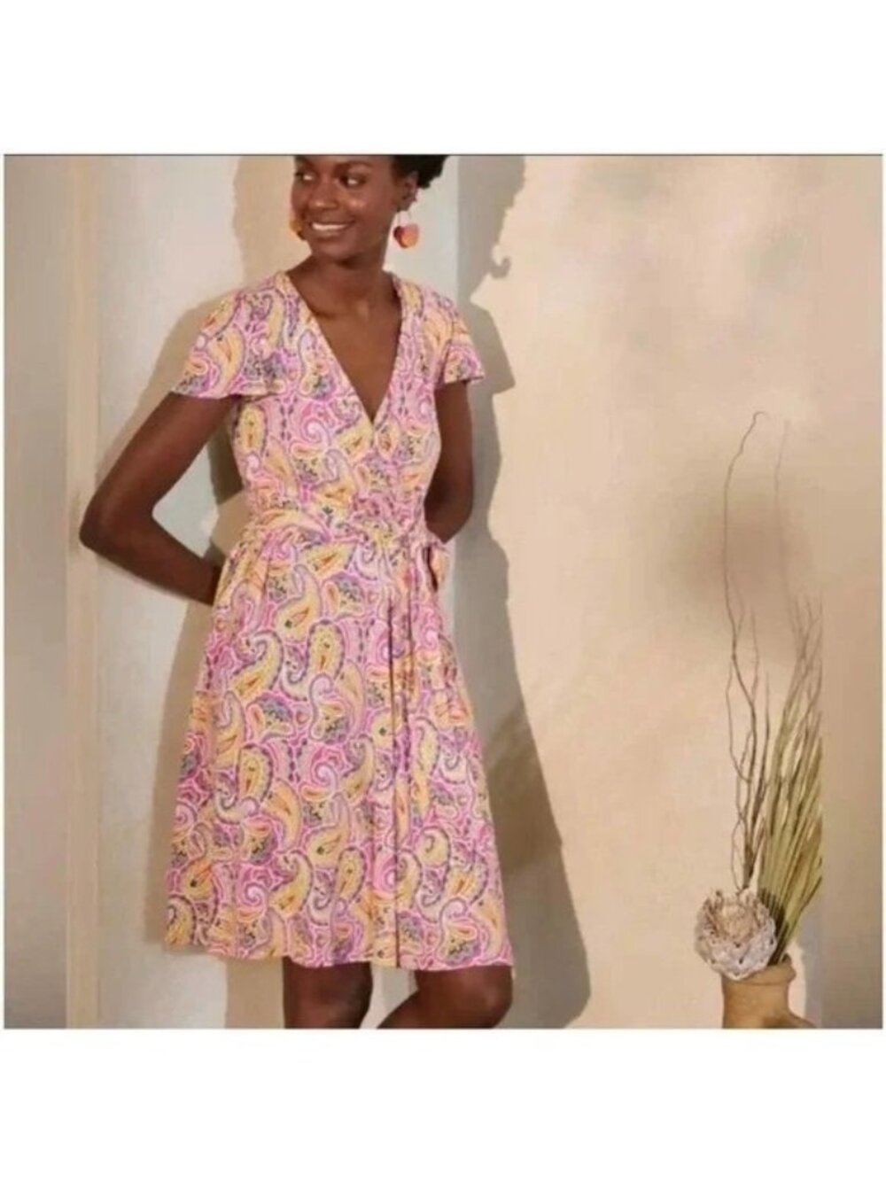 🆕 BODEN Evangeline V-Neck Belted Paisley Print Jersey Dress 4 - Picture 2 of 11